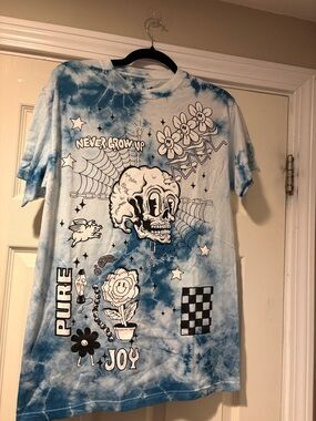 Tie-Dye Blue Short Sleeve Graphic Tee - Never Grow Up